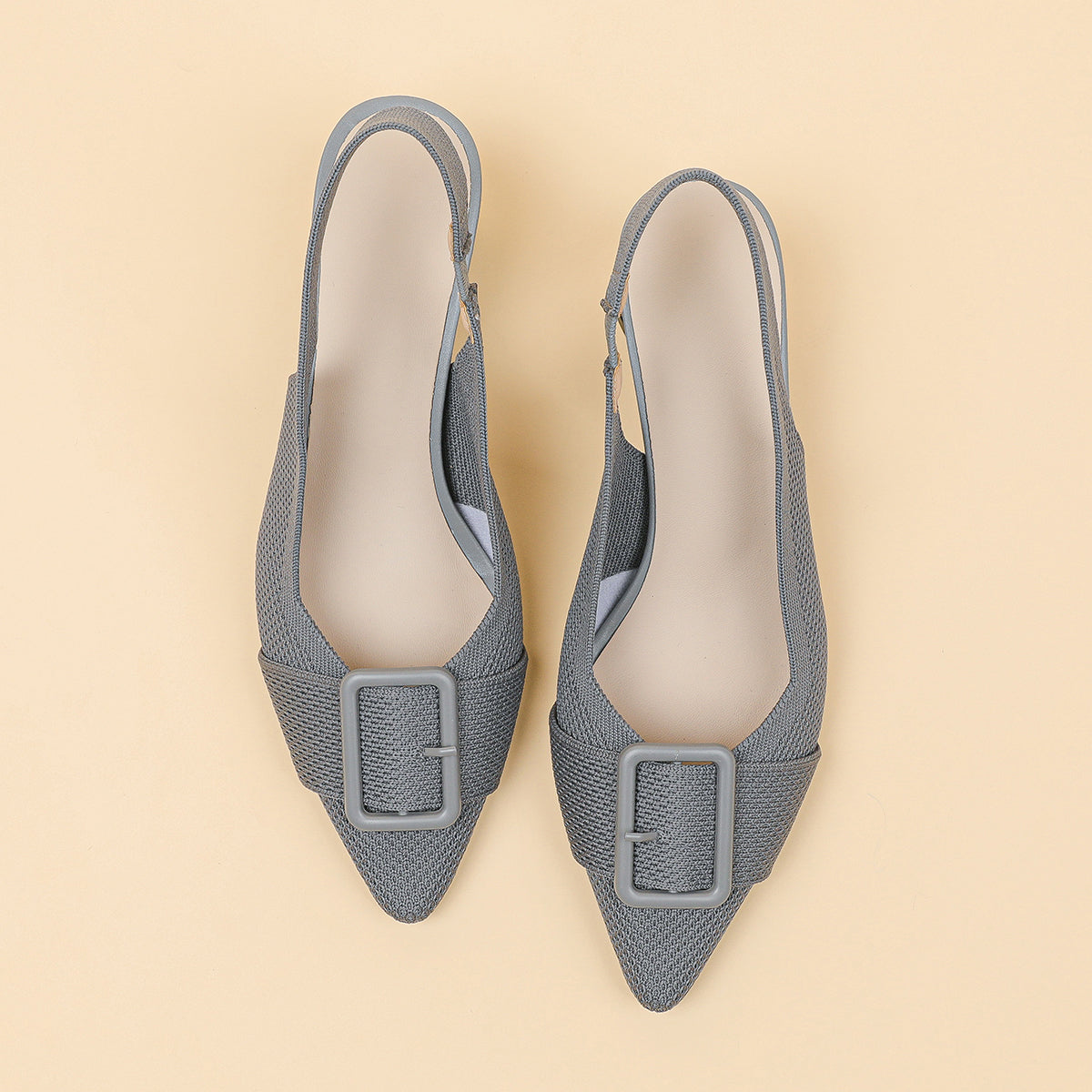 ポインテッドトゥ 浅口 太ヒールサンダル