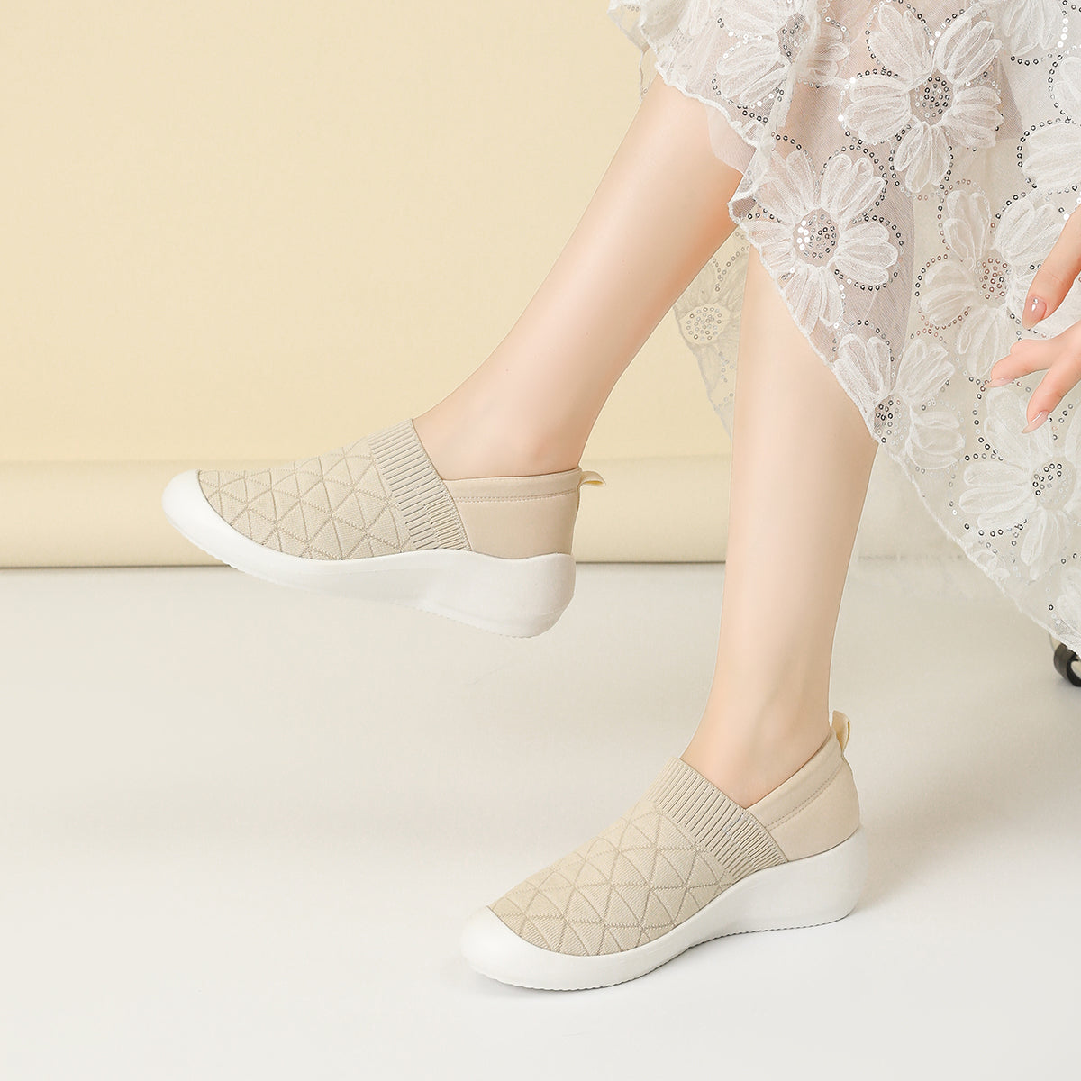 厚底軽量ウェッジスニーカー 包頭タイプ レディース