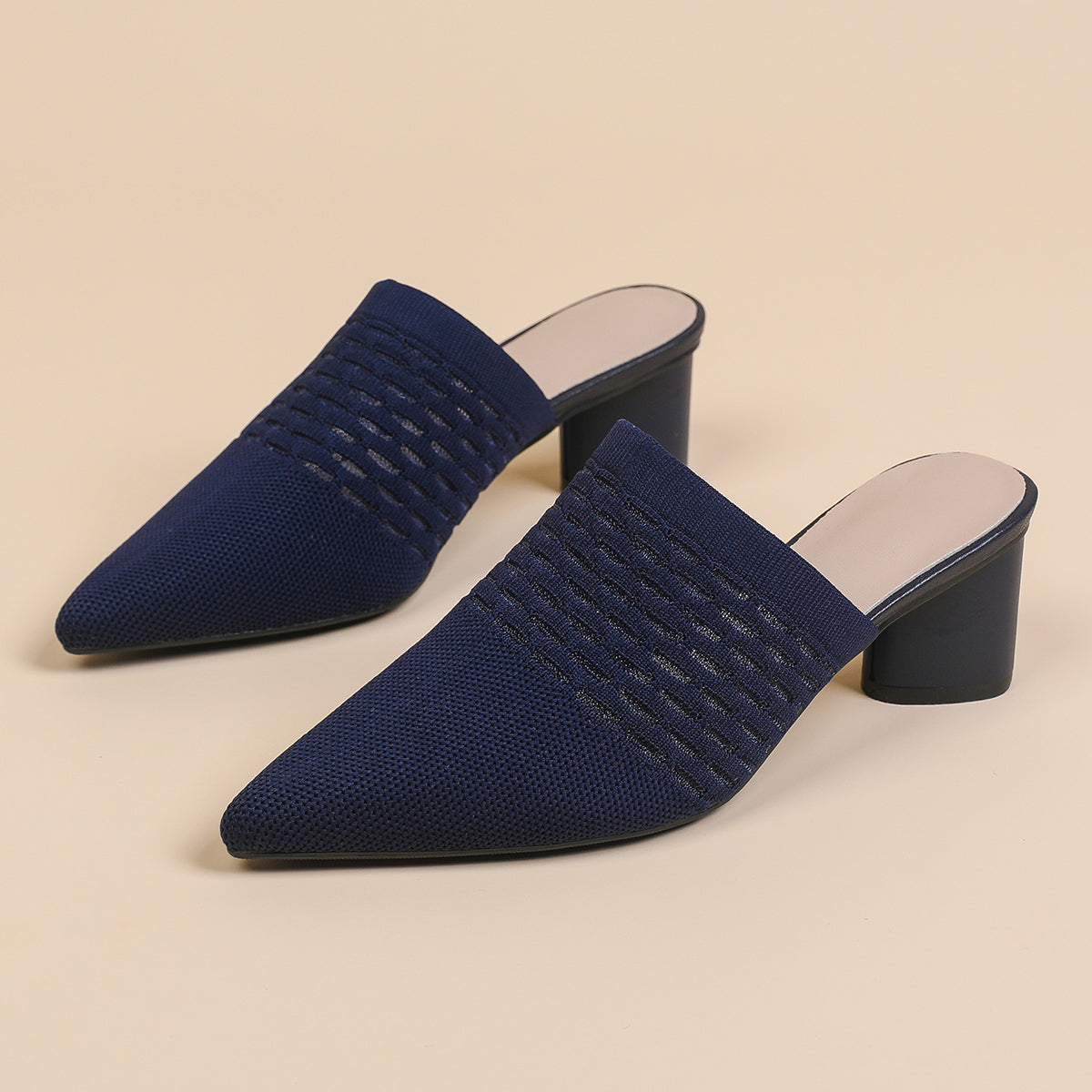 尖頭包頭 5cmチャンキーヒール サンダル