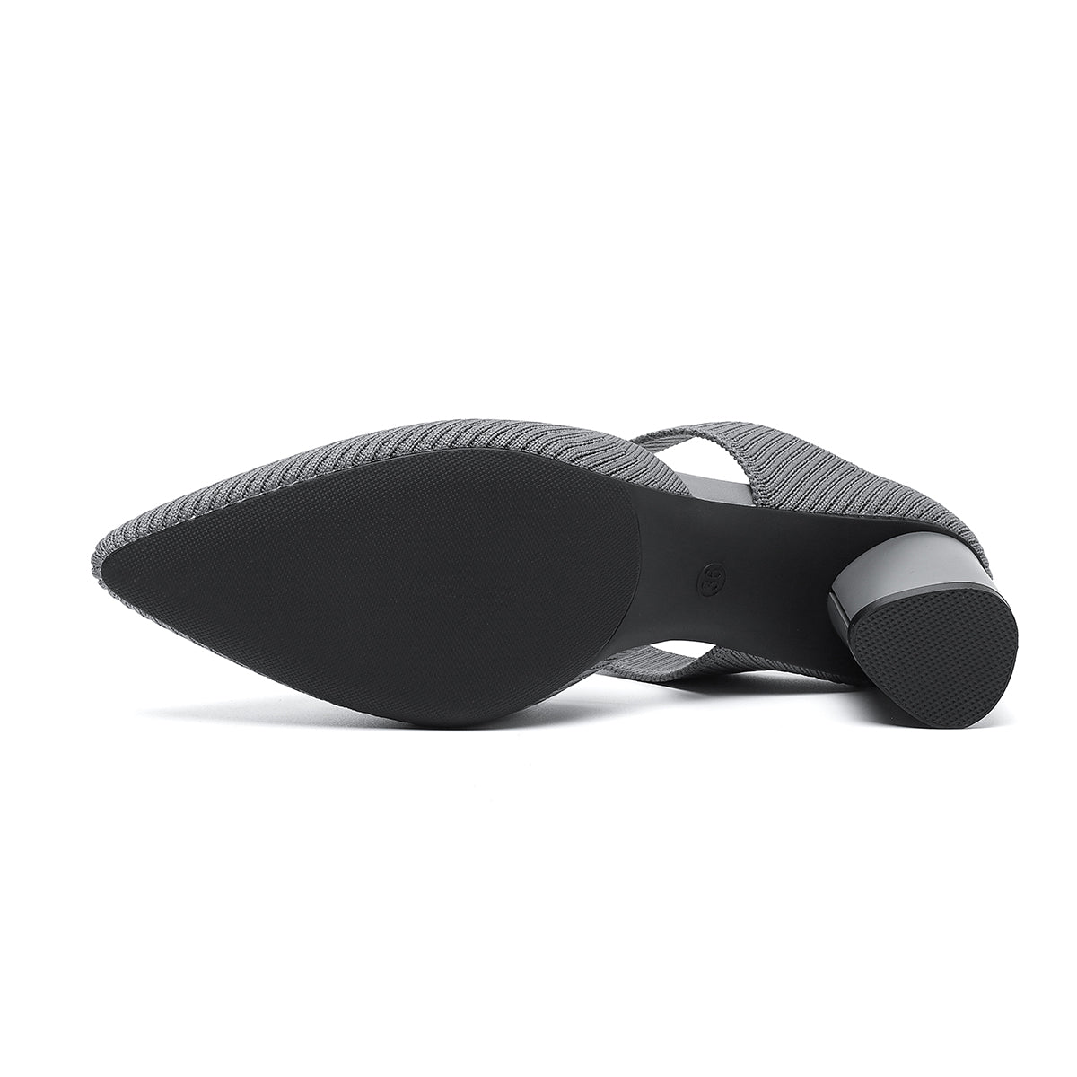 バックレス ワイドストラップ ポインテッドトゥ チャンキーヒール サンダル