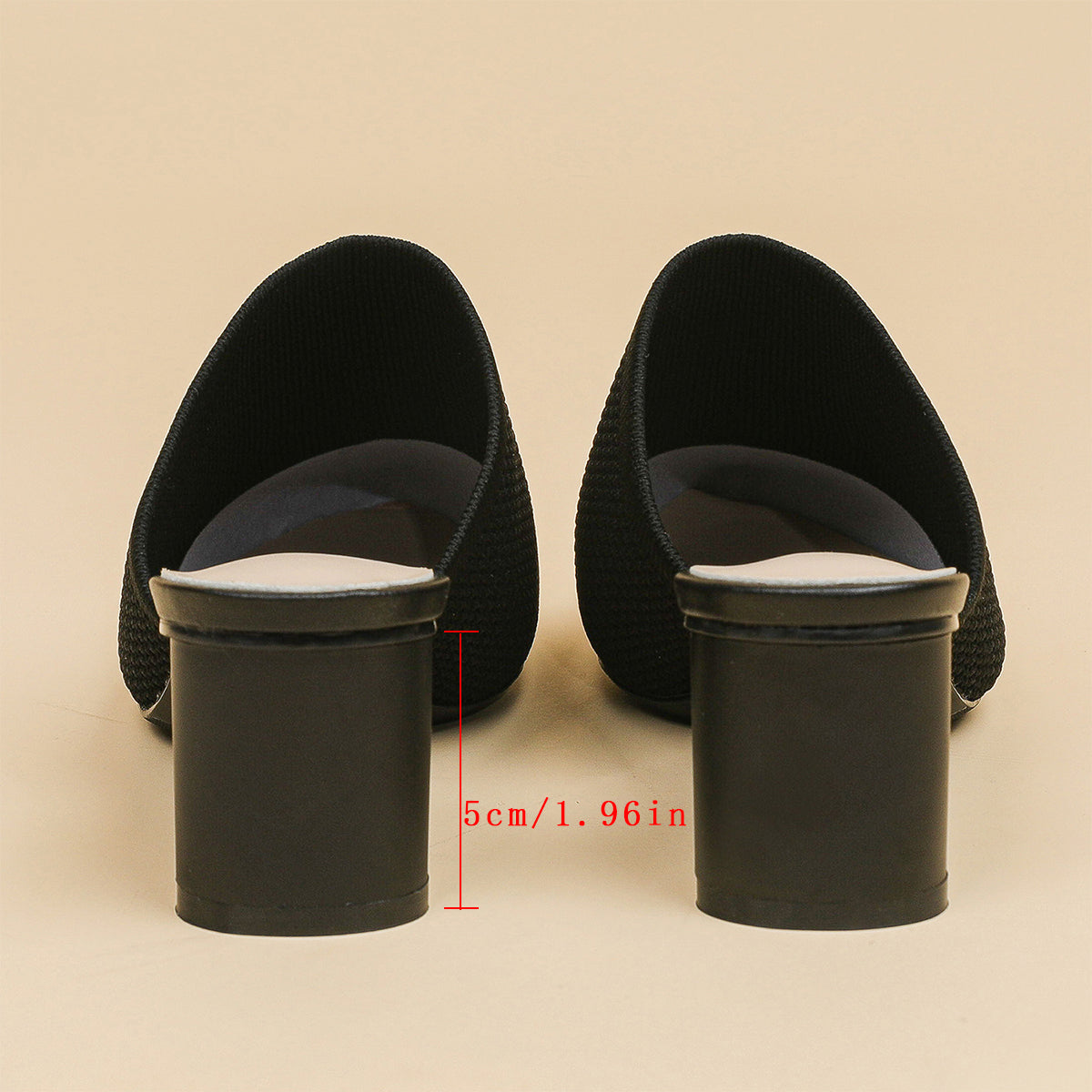 レディース 深口ポインテッドトゥ ミュールサンダル チャンキーヒール