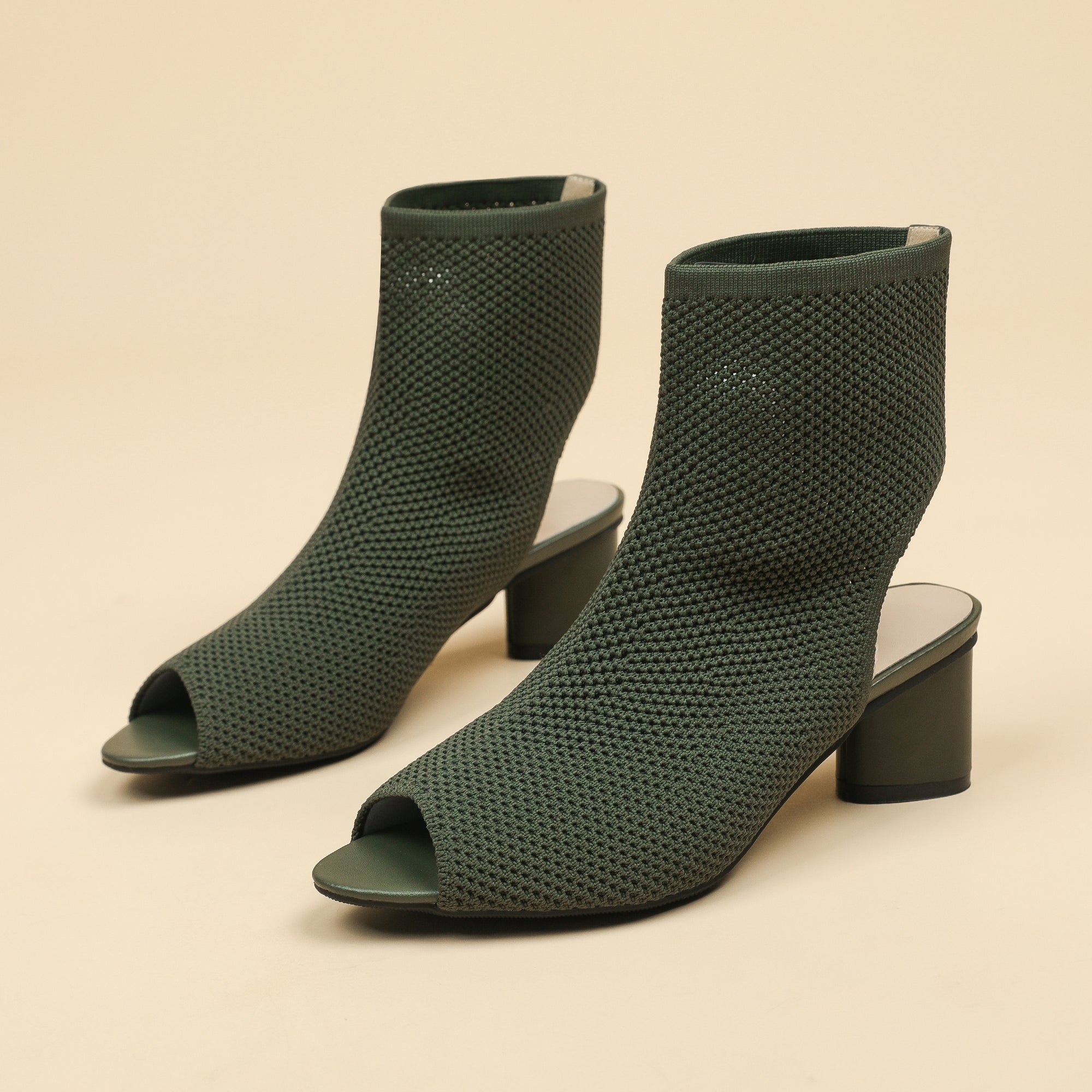 オープントゥ ポインテッドトゥ 5cmチャンキーヒール サンダル