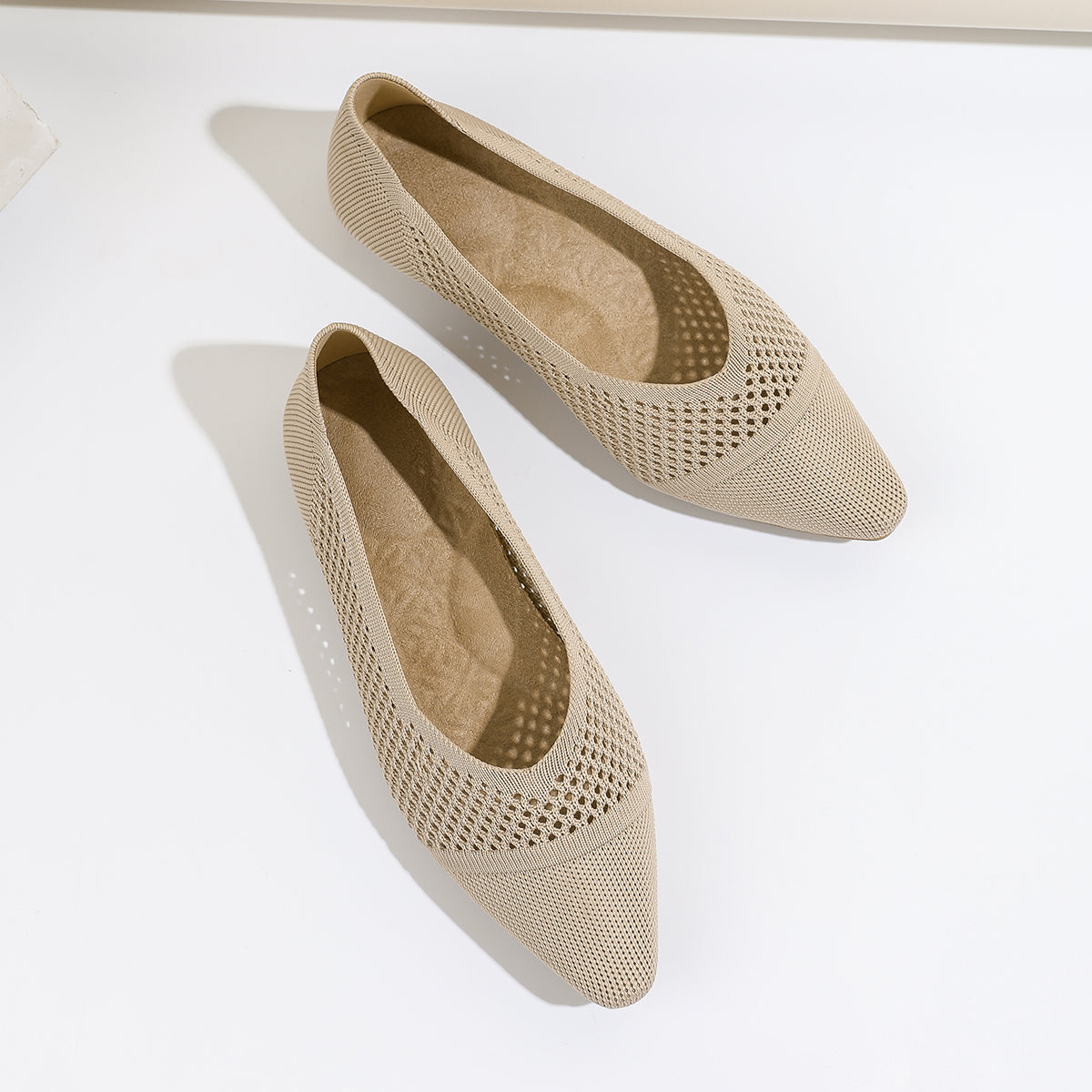 レディース ニット平底シューズ 通気性 軽量 快適