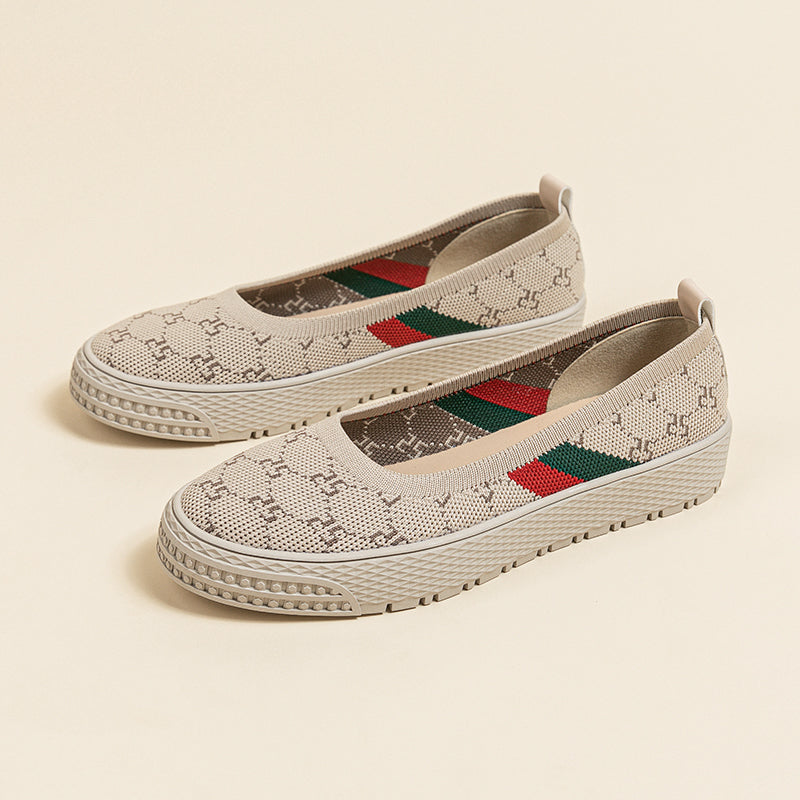 厚底フラット ローファーシューズ