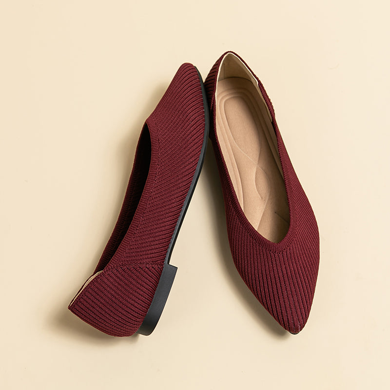 尖トゥ浅口フラットシューズ（カジュアルパンプス）