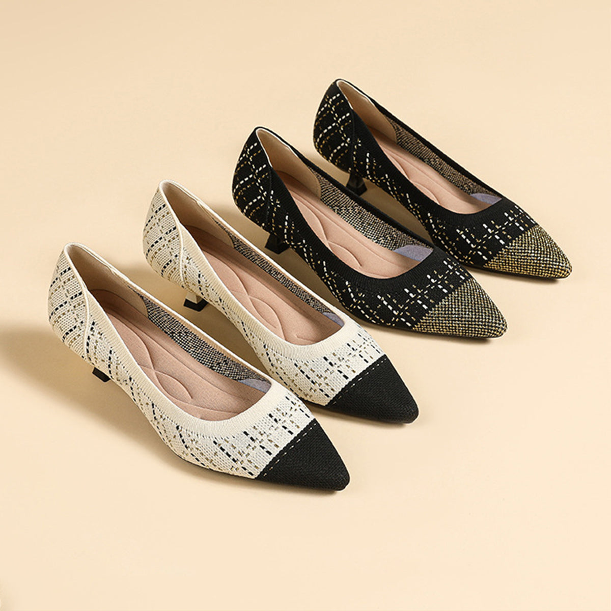 尖ったトゥの浅口プリンセスパンプス・ミドルハイヒール