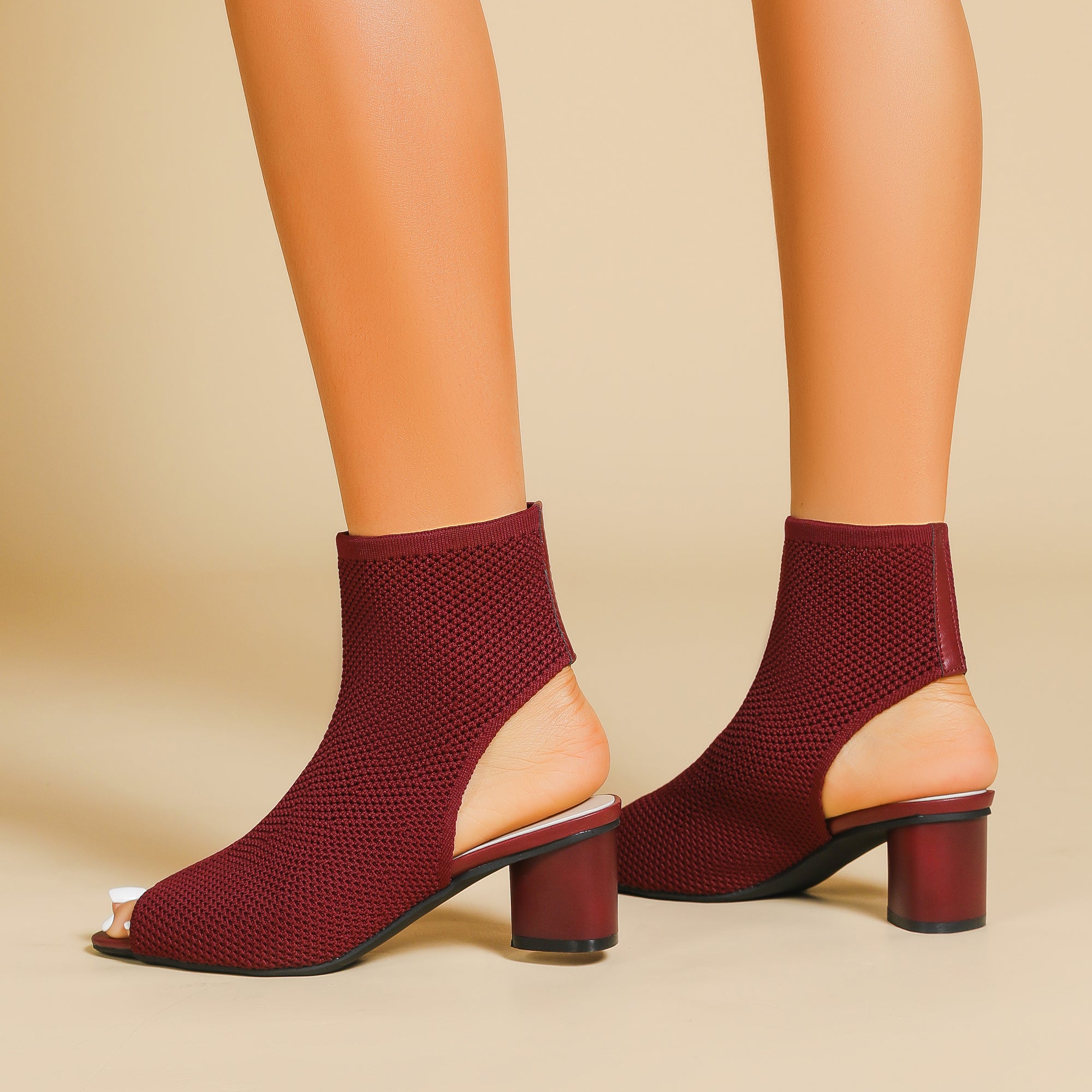 オープントゥ ポインテッドトゥ 5cmチャンキーヒール サンダル