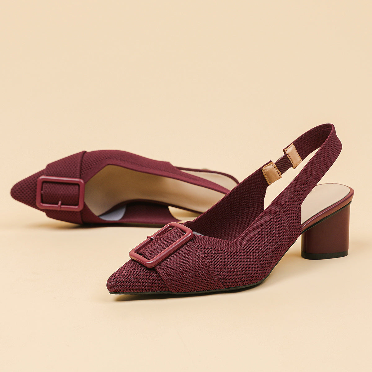 ポインテッドトゥ 浅口 太ヒールサンダル