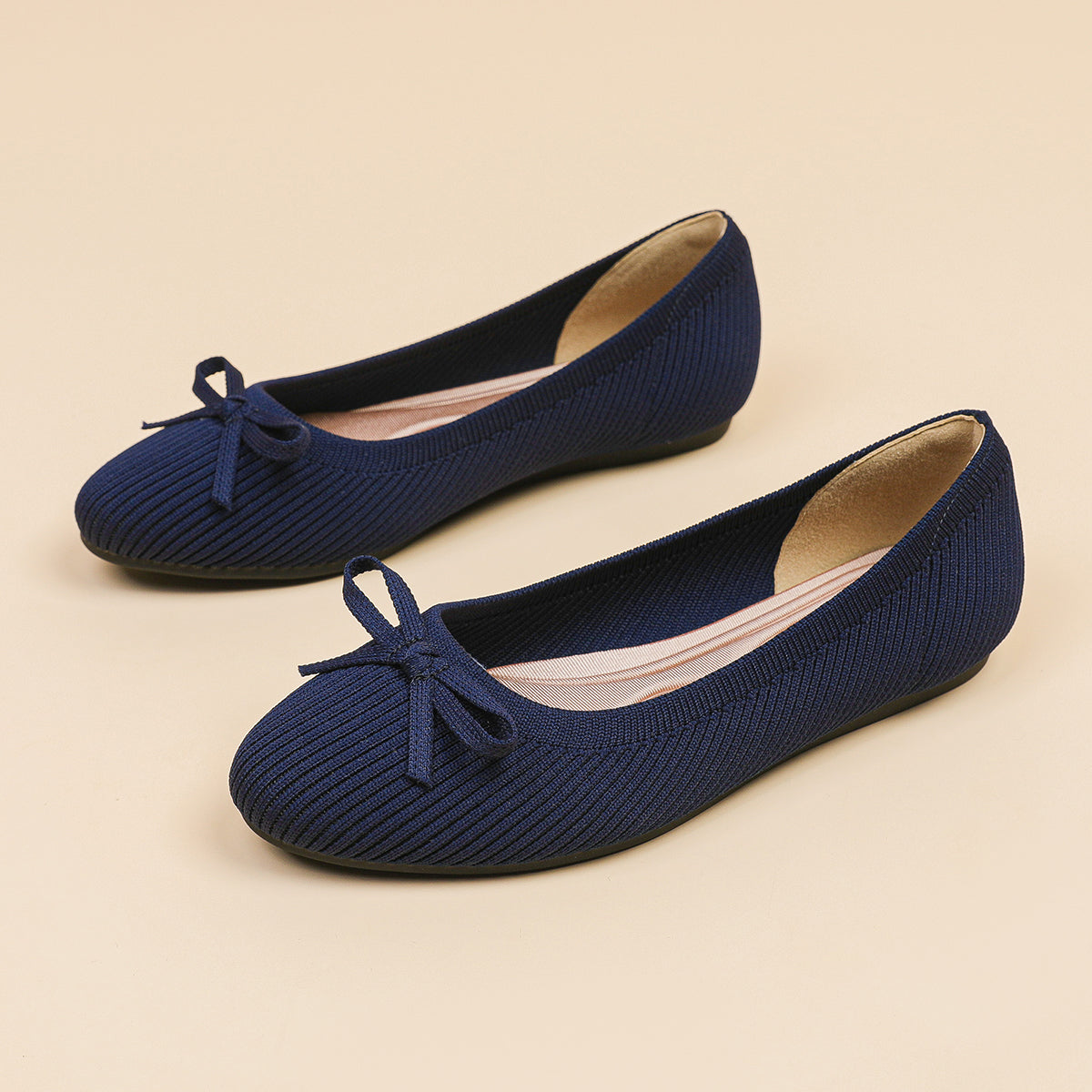 リボン付き カジュアル フラットシューズ