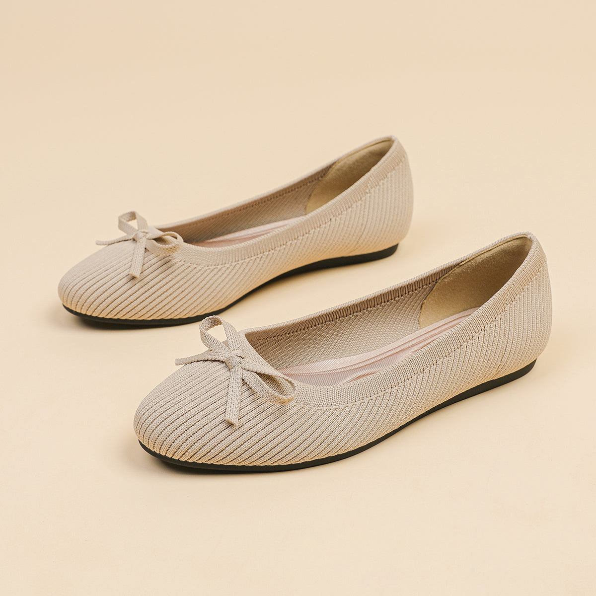 リボン付き カジュアル フラットシューズ