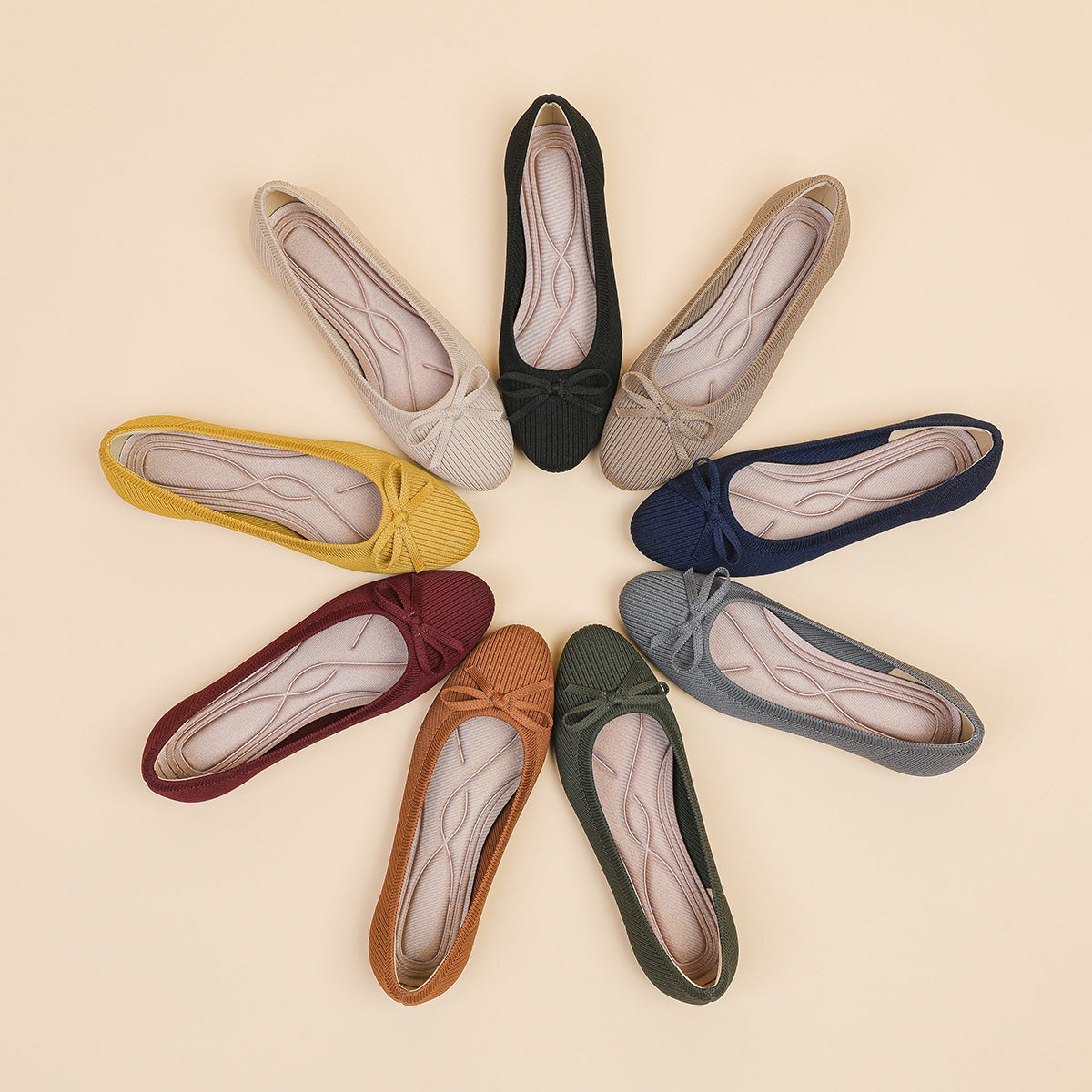 リボン付き カジュアル フラットシューズ