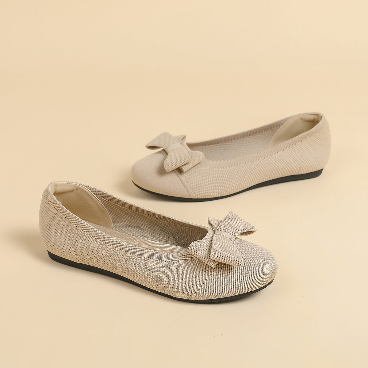 ラウンドトゥ リボンデザイン フラットシューズ