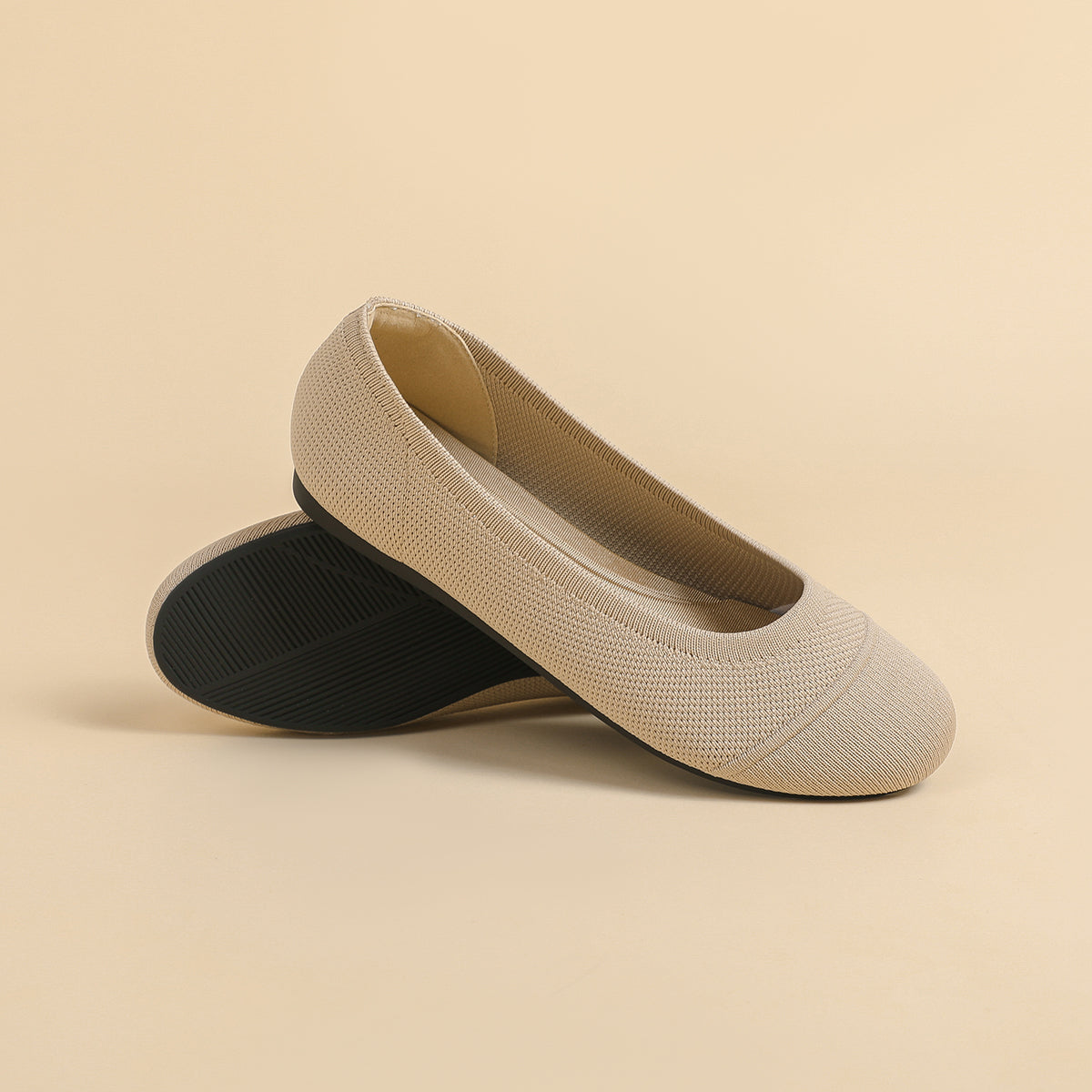 ラウンドトゥ 浅口 カジュアル フラットシューズ