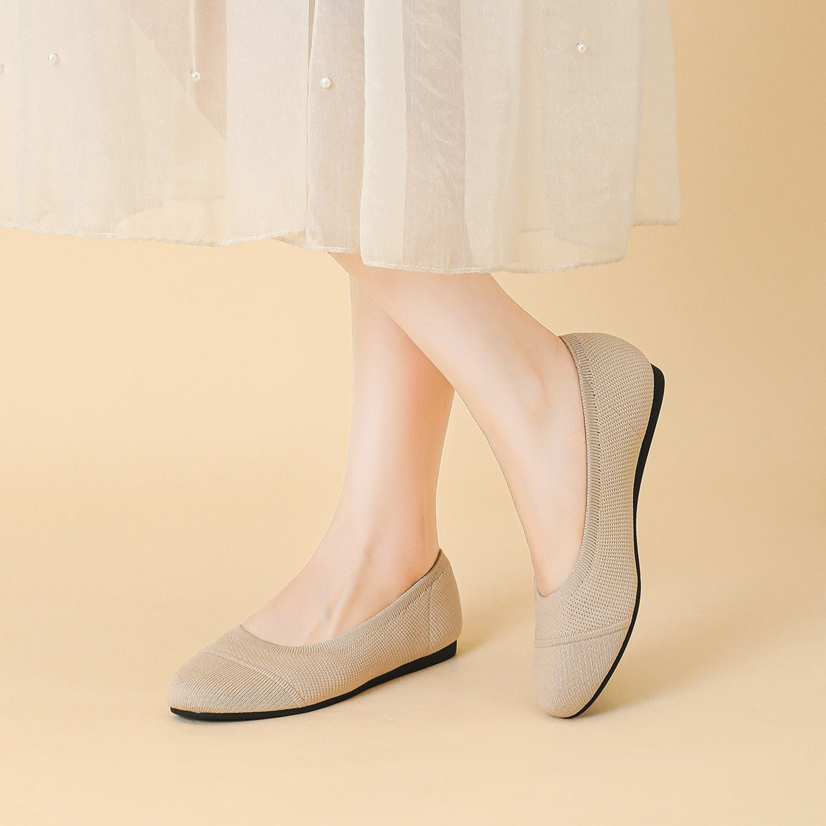 ラウンドトゥ 浅口 カジュアル フラットシューズ