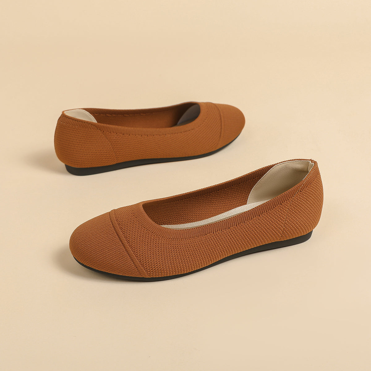 ラウンドトゥ 浅口 カジュアル フラットシューズ