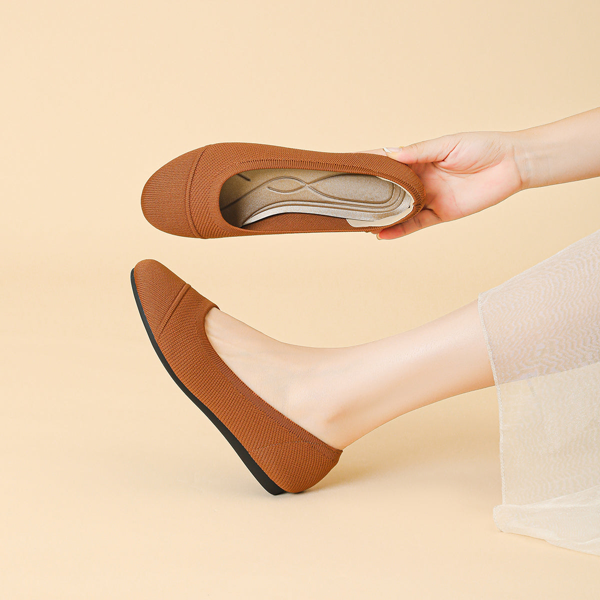 ラウンドトゥ 浅口 カジュアル フラットシューズ