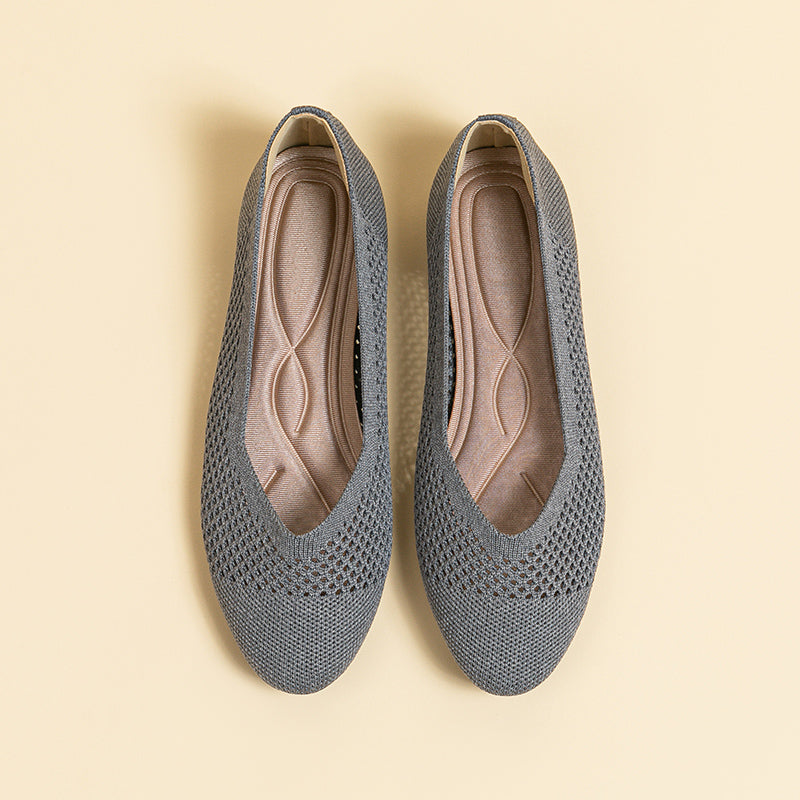 ラウンドトゥ メッシュデザイン ソフトソール フラットシューズ