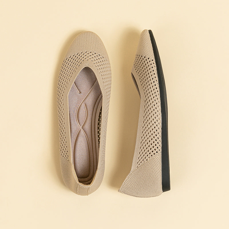ラウンドトゥ メッシュデザイン ソフトソール フラットシューズ
