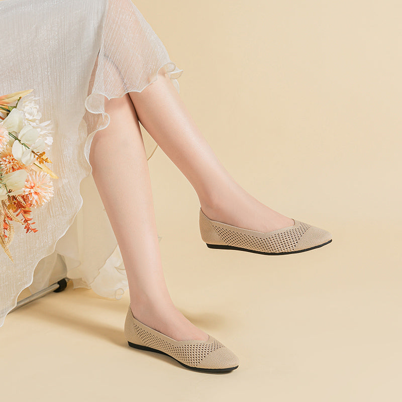 ラウンドトゥ メッシュデザイン ソフトソール フラットシューズ