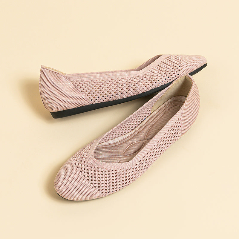 ラウンドトゥ メッシュデザイン ソフトソール フラットシューズ