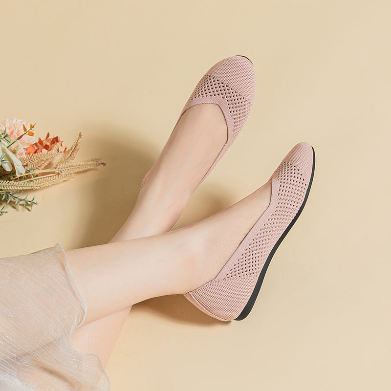 ラウンドトゥ メッシュデザイン ソフトソール フラットシューズ