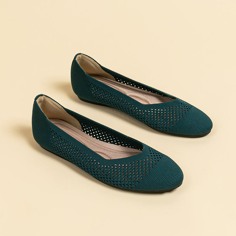 ラウンドトゥ メッシュデザイン ソフトソール フラットシューズ