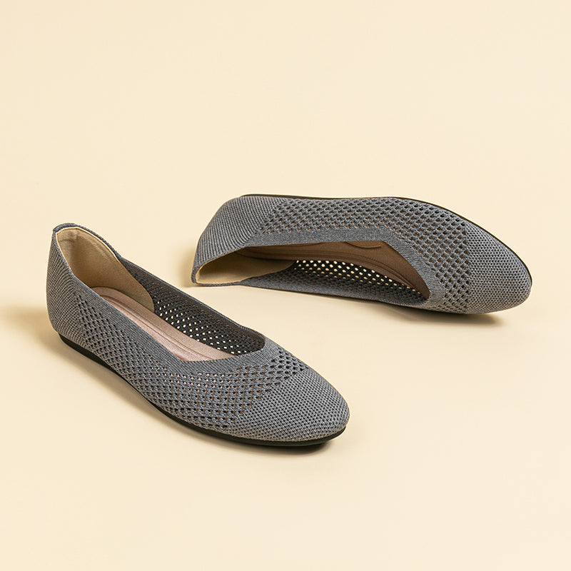 ラウンドトゥ メッシュデザイン ソフトソール フラットシューズ