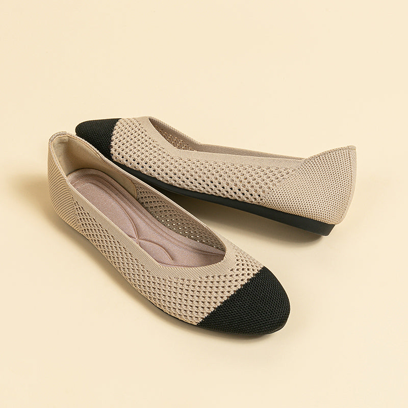 ラウンドトゥ メッシュデザイン ソフトソール フラットシューズ
