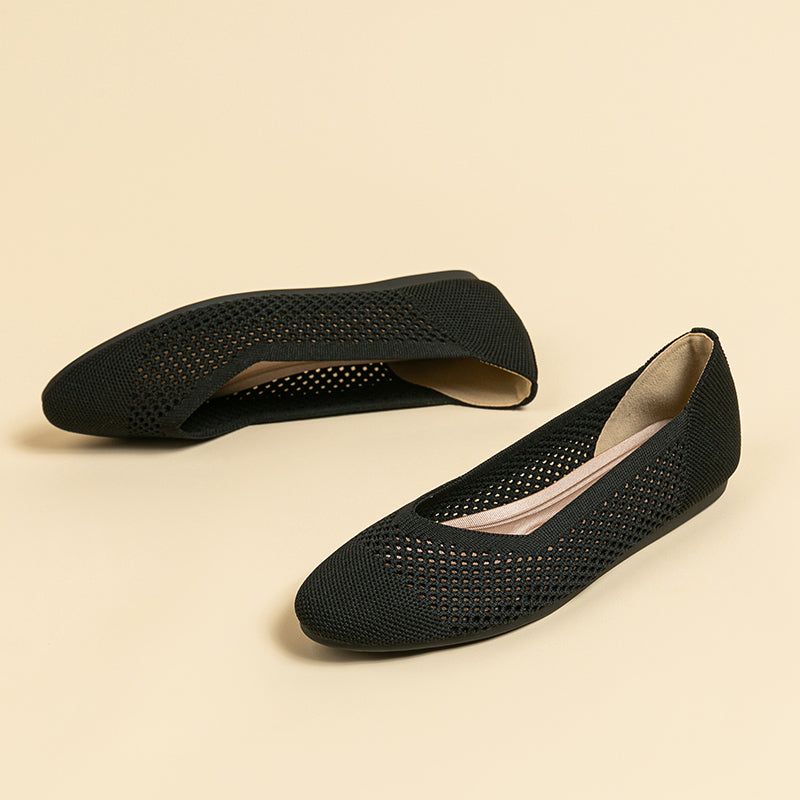 ラウンドトゥ メッシュデザイン ソフトソール フラットシューズ