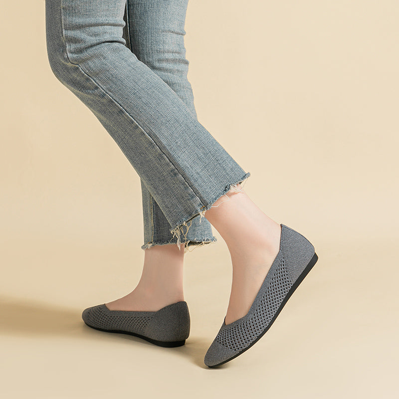 ラウンドトゥ メッシュデザイン ソフトソール フラットシューズ