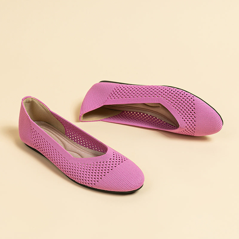 ラウンドトゥ メッシュデザイン ソフトソール フラットシューズ