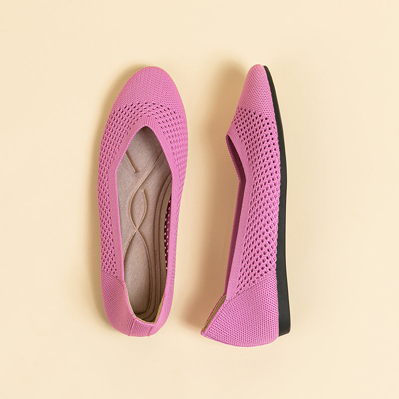 ラウンドトゥ メッシュデザイン ソフトソール フラットシューズ