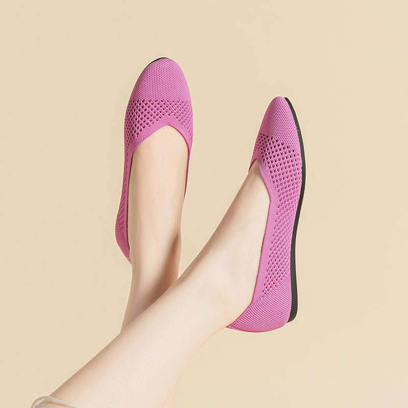 ラウンドトゥ メッシュデザイン ソフトソール フラットシューズ