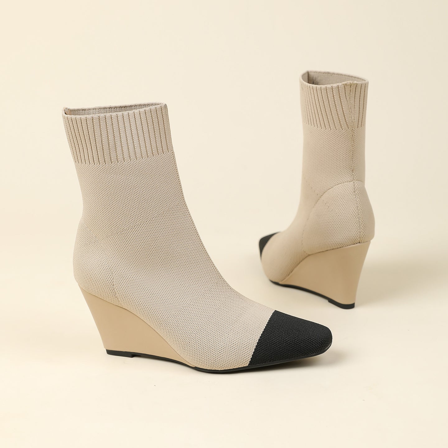 スクエアトゥウェッジショートブーツ